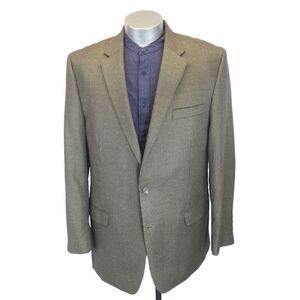 mens tan houndstooth Chaps soft all‎ season blazer jacket sport suit coat 46 L
